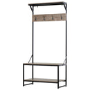 Appendiabiti Panchina per Ingresso con Scarpiera in Metallo e MDF 80x40x170 cm  Nero