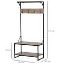 Appendiabiti Panchina per Ingresso con Scarpiera in Metallo e MDF 80x40x170 cm  Nero