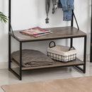Appendiabiti Panchina per Ingresso con Scarpiera in Metallo e MDF 80x40x170 cm  Nero