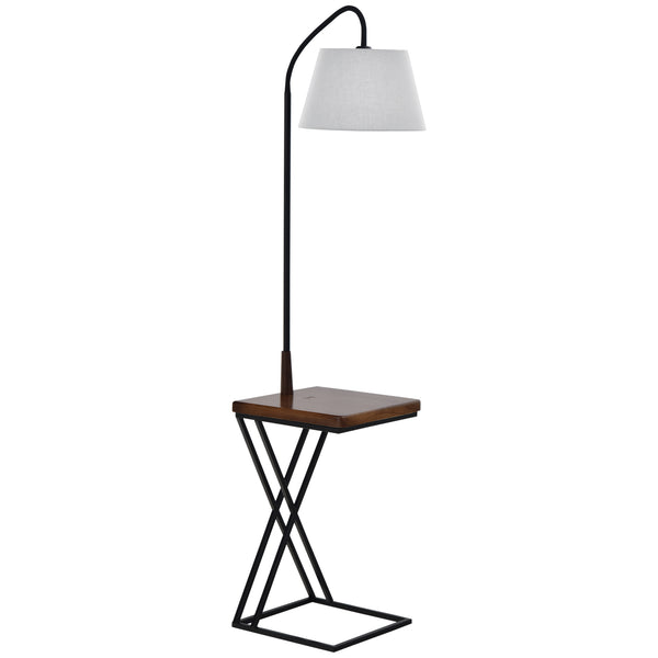 online Stehlampe mit Regal aus Stahl und Holz 36x36x165 cm