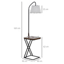 Lampada da Terra con Ripiano in Acciaio e Legno 36x36x165 cm 