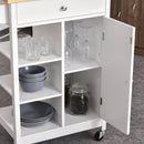 Carrello da Cucina 3 Ripiani Cassetto e 1 Anta in Legno 66x39,5x86,5 cm  Bianco