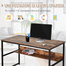 Scrivania da Ufficio Porta PC in Acciaio e Legno 120x60x77 cm  Marrone Scuro