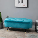 Panca Imbottita in Tessuto Velluto 107x36x48 cm  Blu