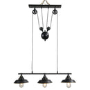 Lampada da Soffitto 3 Paralumi E27 in Metallo 90x22x180 cm  Nero
