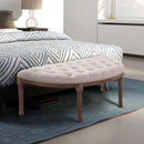 Panca Semicircolare Imbottita in Legno 140,5x51x48 cm  Beige