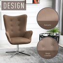 Poltrona Girevole Imbottita in Tessuto Scamosciato   Marrone