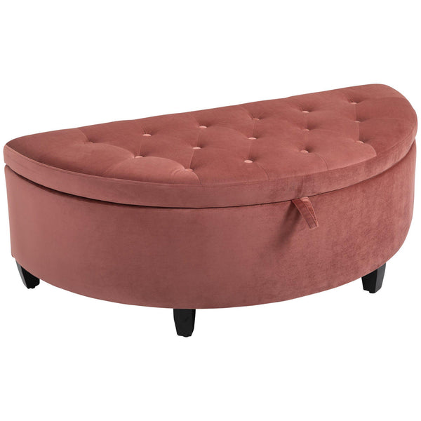 prezzo Halbrunde Sitzbank mit Samtbezug 120 x 60 x 42 cm Rosa