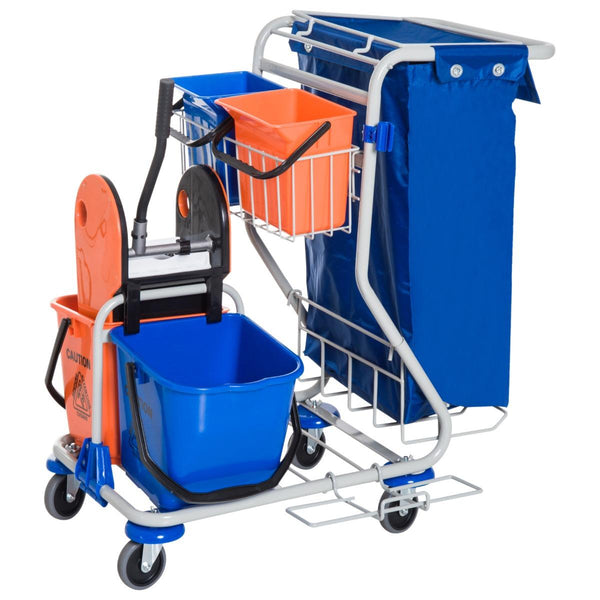 Professioneller Reinigungswagen 4 Eimer 18L/6L mit blauen und orangefarbenen Rädern acquista