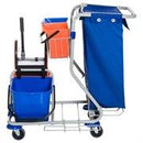 Carrello Pulizie Professionale 4 Secchi 18L/6L con Ruote   Blu e Arancione