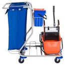 Carrello Pulizie Professionale 4 Secchi 18L/6L con Ruote   Blu e Arancione