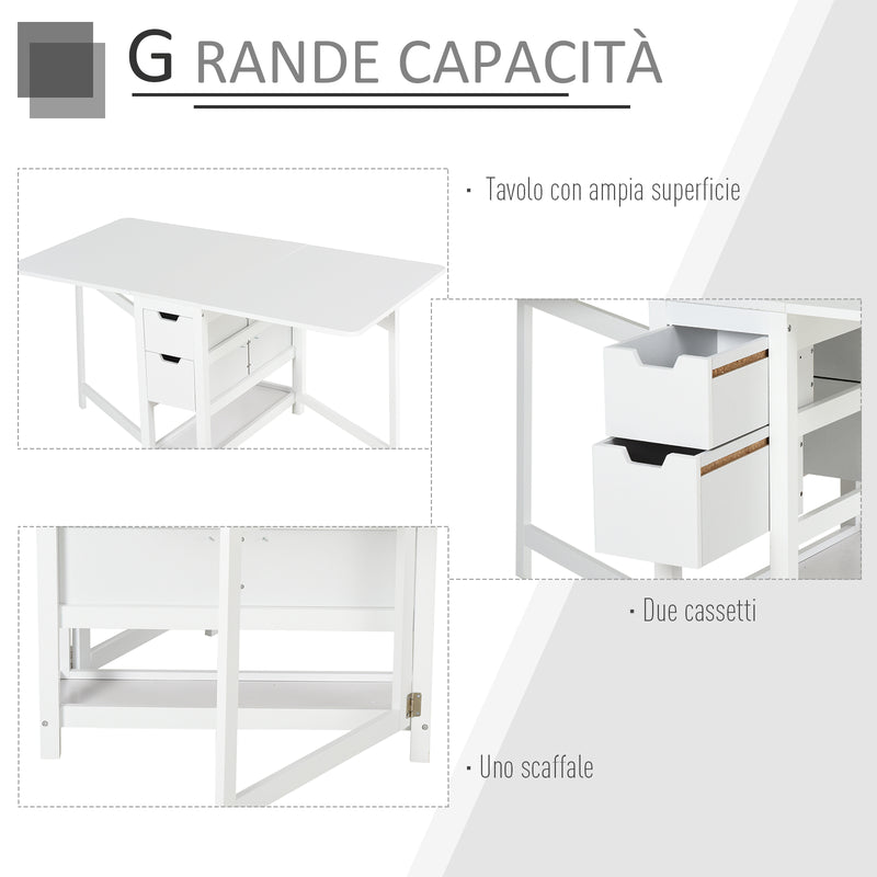Consolle Allungabile con Cassetti 150x80x74 cm  Bianco