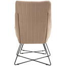 Poltrona con Poggiapiedi in Acciaio e Tessuto Lino   Beige