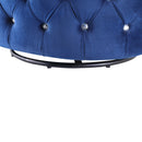 Poltrona Girevole in Acciaio e Tessuto Felpato   Blu