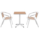 Set Tavolo e 2 Sedie da Giardino in Alluminio Effetto Legno