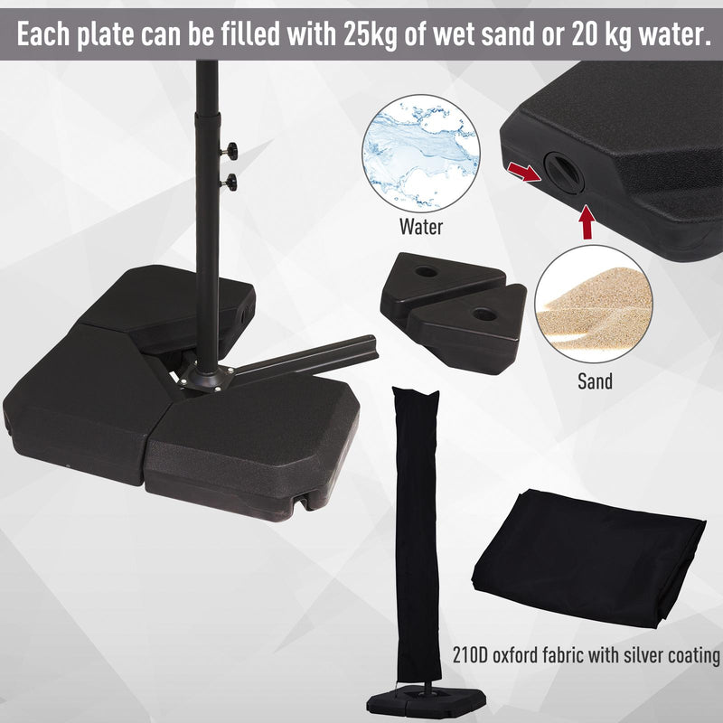 Ombrellone Decentrato da Giardino in Alluminio 2,7x2,7m  Grigio