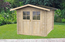 Casetta Box da Giardino per Attrezzi 215x180 cm con Porta Doppia Finestrata in Legno Naturale