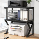 Scaffale da Scrivania Multiuso 3 Ripiani 54x37x69 cm per Stampante Ufficio in MDF Nero