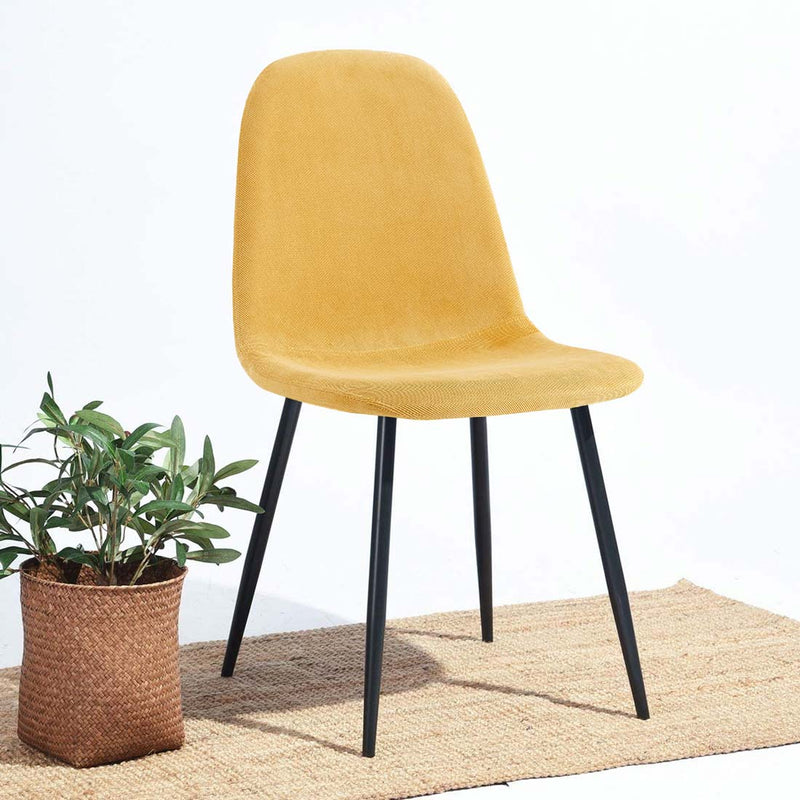 Set 4 Sedie da salotto Imbottite in Tessuto Bella Gialle