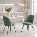 Set 2 Sedie da Pranzo 51x54x84 cm con Seduta Imbottita e Gambe in Metallo in Velluto Verde Scuro      