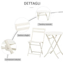 Set Tavolino e 2 Sedie Pieghevoli da Giardino in Acciaio Bianco