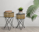 Set 2 Tavolini Ø40x66-35x56 cm in Metallo Nero e Oro