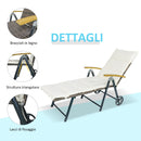 Sdraio da Giardino Schienale Reclinabile in Alluminio e Rattan  Bianco
