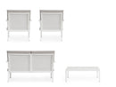 Set 4 Pezzi Salotto da Giardino con Divano 2 Poltrone e Tavolino in Alluminio e PP Konnor Bianco 