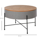 Tavolino Rotonto da Caffè Ø60x40 cm con Vano Contenitore 