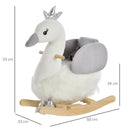 Dondolo per Bambini in Legno Cigno in Peluche   Bianco e Grigio