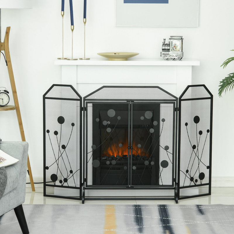 Parascintille con Antine 125x80 cm per Camino a Legna in Metallo  Nero