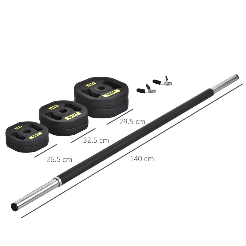 Bilanciere con Dischi 1,25Kg 2,5Kg 5Kg Peso Regolabile  Nero