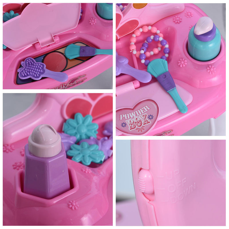 Specchiera Giocattolo per Bambini con Sgabello   Rosa