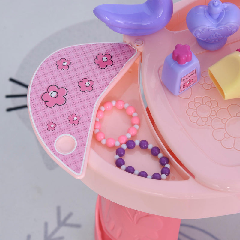 Postazione Trucco Specchiera Giocattolo per Bambini con Sgabello   Rosa