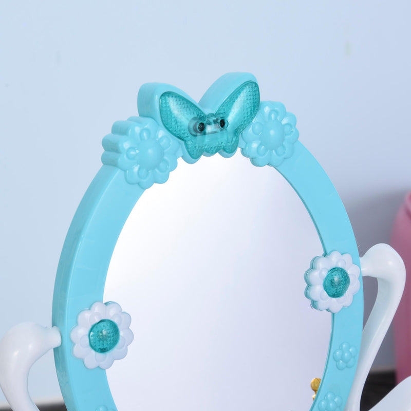 Postazione Trucco Specchiera Giocattolo per Bambini con Sgabello   Azzurra
