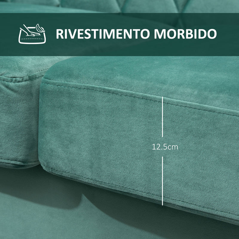 Divano 2 Posti 148x72x76 cm in Tessuto  Verde