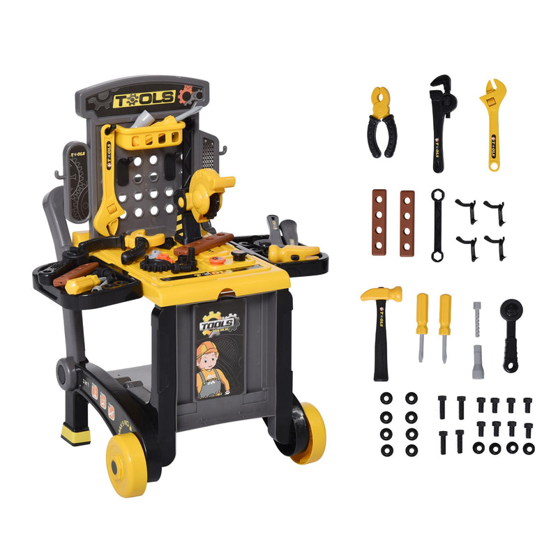 Banco da Lavoro con 60 Attrezzi per Bambini   Giallo e Nero