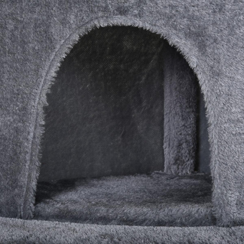 Tiragraffi con Cuccia per Gatti in Legno Sisal 50x40x112 cm  Grigio