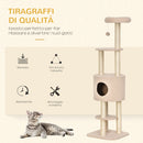 Tiragraffi con Cuccia per Gatti in Legno Sisal 45x40x148 cm  Beige