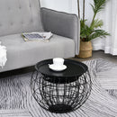 Set 3 Tavolini Contenitori Rotondi  a Griglia in Acciaio  Neri