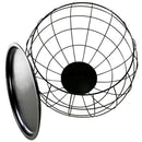 Set 3 Tavolini Contenitori Rotondi  a Griglia in Acciaio  Neri