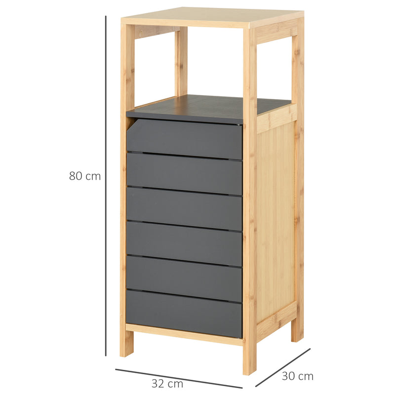 Mobile a Colonna da Bagno 32x30x80 cm  Bambù e Grigio