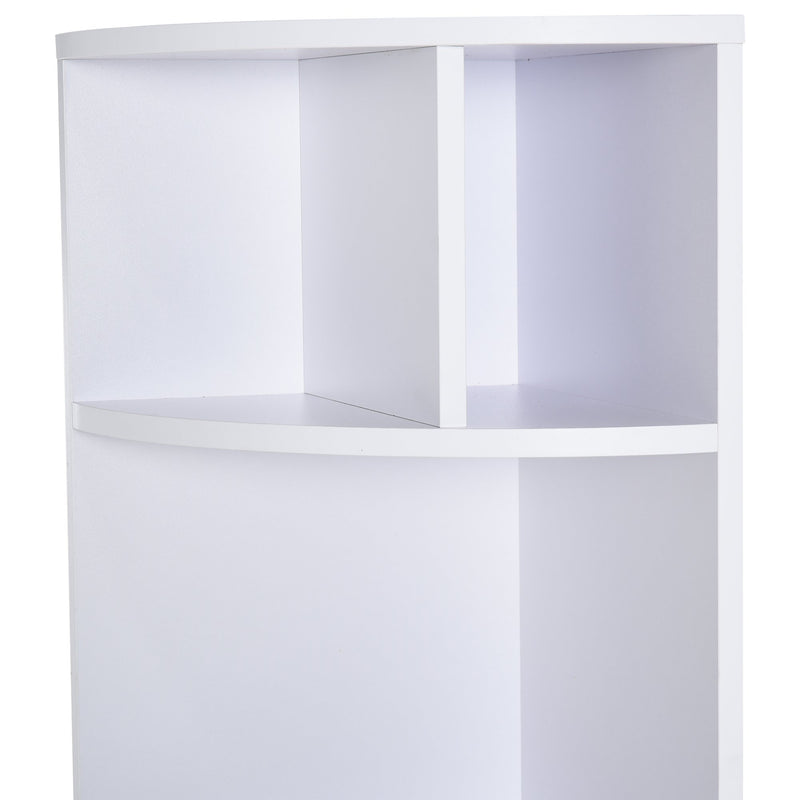 Libreria Angolare 5 Ripiani con Armadietto 29,8x29,9x147 cm  Bianco e Giallo