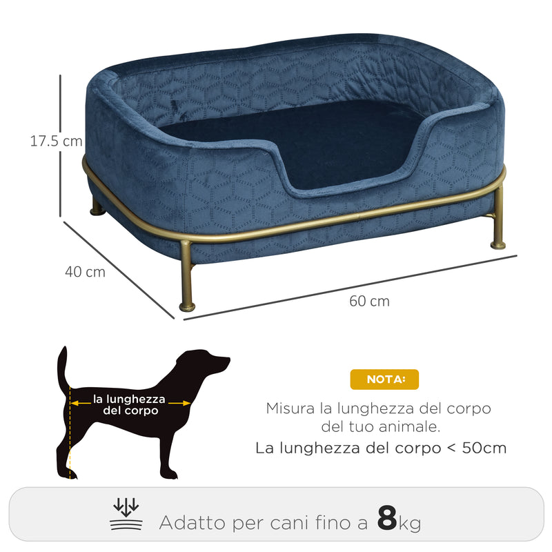 Cuccia Rialzata per Gatti e Cani 63,5x43x24,5 cm  Blu