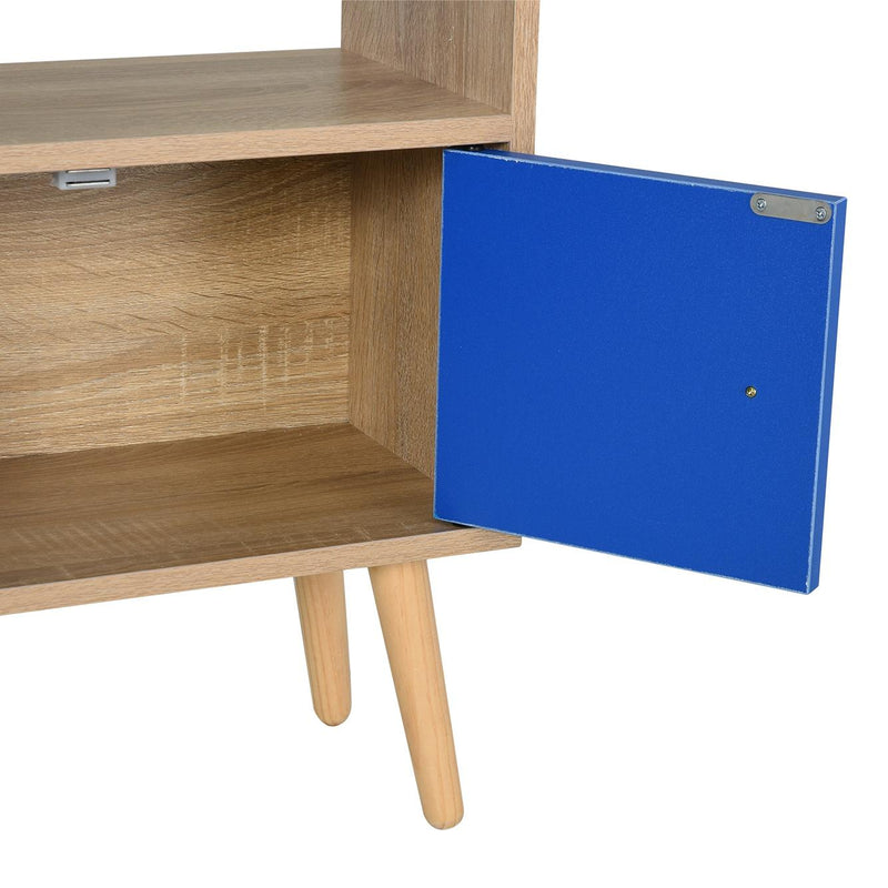 Libreria 5 Ripiani con Armadietto 71,8x24x90,8 cm in Truciolato  Rovere e Blu