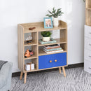 Libreria 5 Ripiani con Armadietto 71,8x24x90,8 cm in Truciolato  Rovere e Blu
