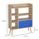 Libreria 5 Ripiani con Armadietto 71,8x24x90,8 cm in Truciolato  Rovere e Blu