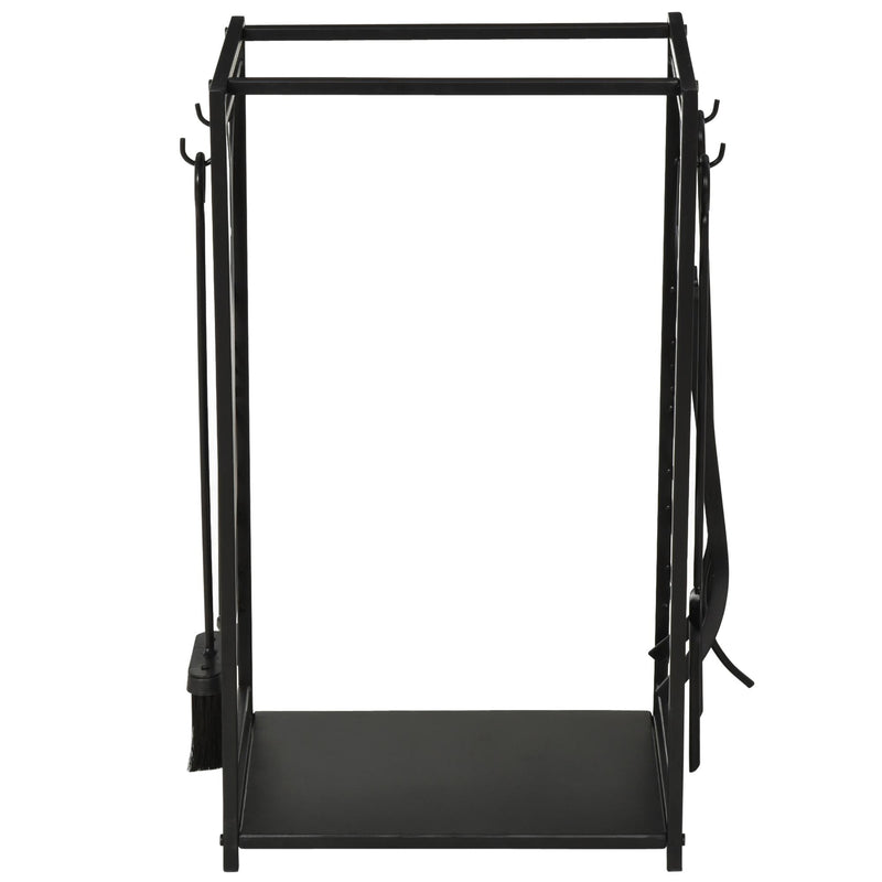 Portalegna Legnaia 46x29x70 cm in Acciaio con Attrezzi  Nero