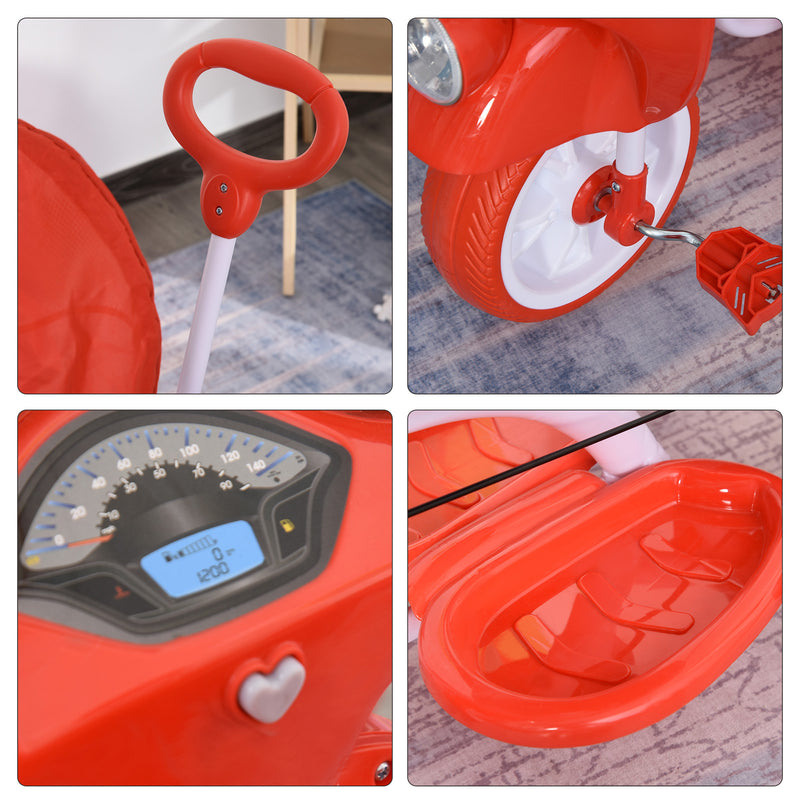 Triciclo Passeggino con Seggiolino Reversibile per Bambini   Rosso