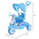 Triciclo Passeggino con Seggiolino Reversibile per Bambini   Blu